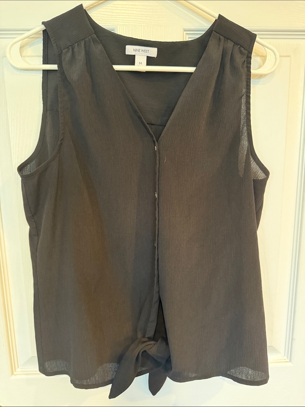 Nine West Sleeveless V-Neck Tie-Front Tank